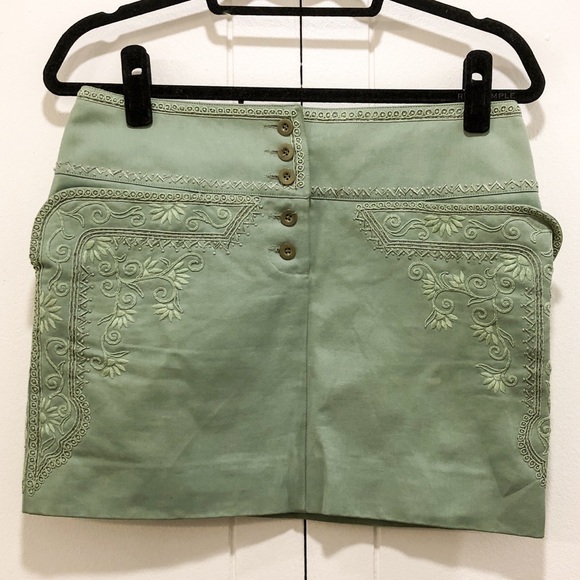 EUC Size 36 (US 2-4) Chloé Green Embroidered Skirt - Picture 1 of 6